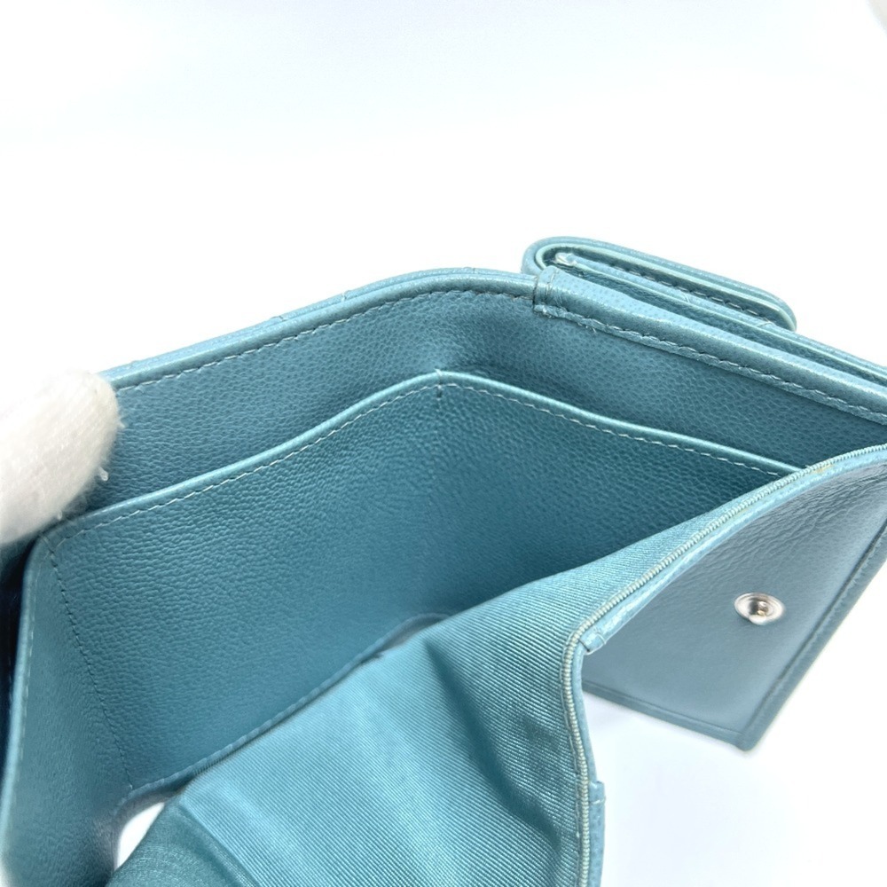 CHANEL Authentic Blue Leather Logo Wallet - Picture 11 of 13